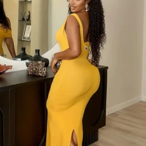 Wmstar Dress Whplesale Pleated Slimming Hip Hugging Off The Shoulder One Step Backless Slit Long Elegant Form Fitting Clothing - Image 4