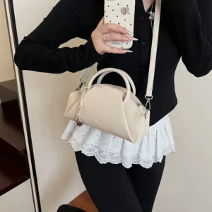 Korean Pleated Casual Handbag For Women Fashion Zipper Small Square Bags Solid Versatile Crossbody Pack Letter Commuter Bag - Image 3