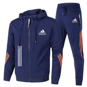 2025 Autumn and Winter Fitness Breathable high-quality set: Men's zipper hooded long-sleeved jacket + casual pants 2-piece set - Image 3