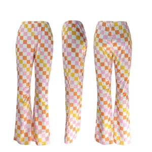 CM.YAYA Fashion Women Floral Plaid Printed High Waist Flare Pants 2023 Summer Chic Vintage stretch Legging Wide Leg Trousers - Image 5