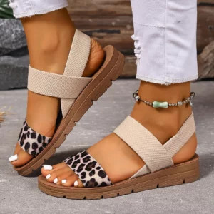 Women Sandals Wedge Thick Sole Sandals Sexy Leopard Print Daily Beach Party Shoes Women Leisure Fashion Versatile Women Shoes - Image 1
