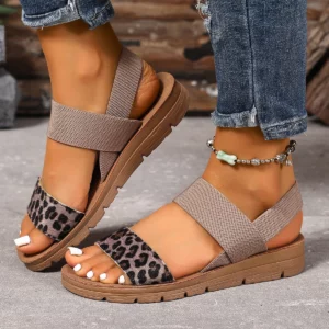 Women Sandals Wedge Thick Sole Sandals Sexy Leopard Print Daily Beach Party Shoes Women Leisure Fashion Versatile Women Shoes - Image 3