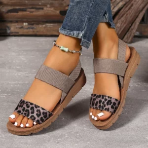 Women Sandals Wedge Thick Sole Sandals Sexy Leopard Print Daily Beach Party Shoes Women Leisure Fashion Versatile Women Shoes - Image 4