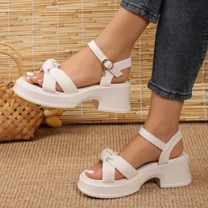 Fashion Mixed Color Platform Sandals Women Ankle Buckle Thick Sole Rome Sandals Woman Summer Open Toe Cross Band Sandalias Mujer - Image 3