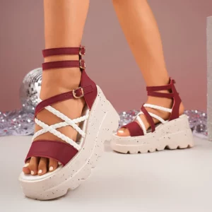 Cross Band Chunky Platform Sandals Women 2025 Summer Thick Sole Wedges Rome Sandles Woman Super High Heel Gladiator Sandalias 43 - Image 6