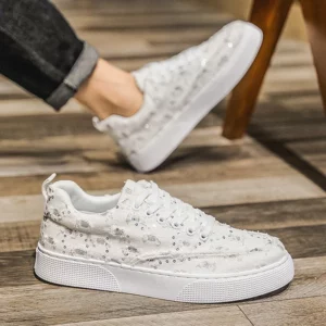 Men's Shoes 2024 Spring and Autumn New Low Cut Sequined Fabric Surface Comfortable Casual Soft Soled Board Shoes - Image 3