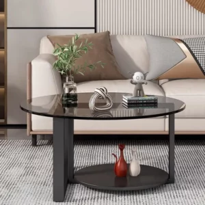 Transparent Space Saving Coffee Table Unique Mechanism Decoration Designer Coffee Table Round Simple Couchtisch Home Furniture - Image 2