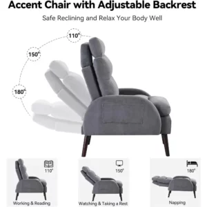 Accent Chair with Ottoman, Comfy Reading Chair with Ottoman Set, Morden Oversized Velvet Lounge Armchair and Ottoman Set - Image 3