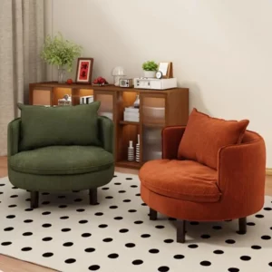 Modern Round Accent Chair, Upholstered Barrel Chair with Comfy Seat for Living Room/Bedroom, Multiple Colors Available - Image 2