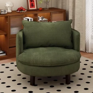Modern Round Accent Chair, Upholstered Barrel Chair with Comfy Seat for Living Room/Bedroom, Multiple Colors Available - Image 3