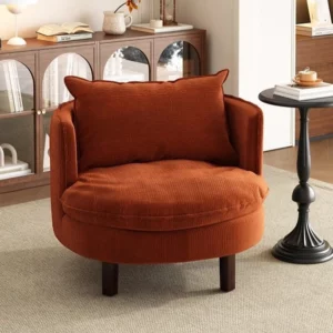 Modern Round Accent Chair, Upholstered Barrel Chair with Comfy Seat for Living Room/Bedroom, Multiple Colors Available - Image 4