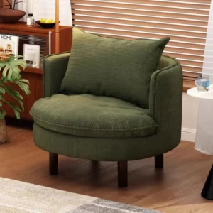 Modern Round Accent Chair, Upholstered Barrel Chair with Comfy Seat for Living Room/Bedroom, Multiple Colors Available - Image 5