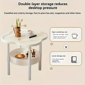 [Stylish Side Table] Stylish Modern Round Side Table with Storage Shelf | Space-Saving, Lightweight for Living Room, Bedroom - Image 5