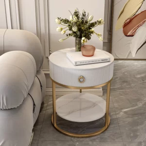 Rock Board Home Sofa Living Room Side Table Coffee Table TV Storage Side Cabinet Balcony Round Corner Bedroom Bedside Table - Image 3