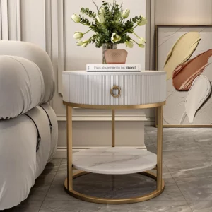 Rock Board Home Sofa Living Room Side Table Coffee Table TV Storage Side Cabinet Balcony Round Corner Bedroom Bedside Table - Image 5