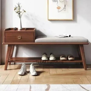 Integration Stool Solid Sitting Wood Foot Frame Drawer Shoe Cupboard Walnut with Household Door Stool Long Storage Bench Hot - Image 2
