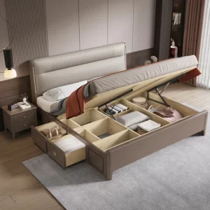 European Elegant Tall Bed Double Queen Pretty Bedroom King Frame Bed Luxury Lit Pliable Modern Camas De Dormitorio Furniture - Image 3