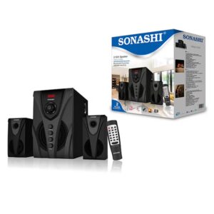 SONASHI 2.1 Multimedia Speaker Home Theatre System With Hi-Fi Surround Sound Fm Radio, Bluetooth, Usb, Sd Card Reader, Led Display Functions Powerful Sub-Woofer With Full Remote Control Audio And Video SHS-2103N Black - Image 2