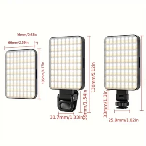 1pc Rechargeable Magnetic LED Selfie Light,3 Modes Dimmable Light,3000mAh,120LEDs,Clip-On for Phone/ Laptop/ PC,Makeup,Video - Image 3