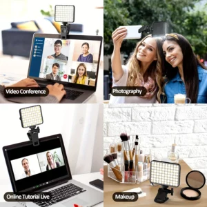 1pc Rechargeable Magnetic LED Selfie Light,3 Modes Dimmable Light,3000mAh,120LEDs,Clip-On for Phone/ Laptop/ PC,Makeup,Video - Image 6