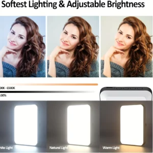 1pc Rechargeable Magnetic LED Selfie Light,3 Modes Dimmable Light,3000mAh,120LEDs,Clip-On for Phone/ Laptop/ PC,Makeup,Video - Image 5