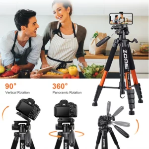 187cm/73.6in Tall Zomei Aluminum Alloy Portable Tripod for Camera DSLR Canon Nikon, 360 Degree Panorama Photography Phone Stand - Image 5