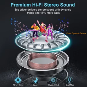 Wireless Headphones,Bluetooth 5.3 Stereo Earphones in Ear with 4 ENC Mic Clear Calls,Noise Cancelling Ear Buds,48H battery life. - Image 3
