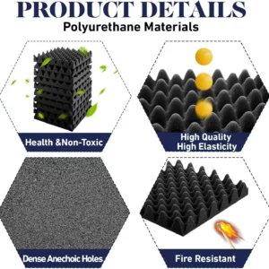 12PCS Self-Adhesive Soundproof Wall Panels Acoustic Foam Tiles Noise Reduction Home Studio Bedroom Sound Deadening Stick - Image 6