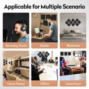 12PCS Self-Adhesive Soundproof Wall Panels Acoustic Foam Tiles Noise Reduction Home Studio Bedroom Sound Deadening Stick - Image 5