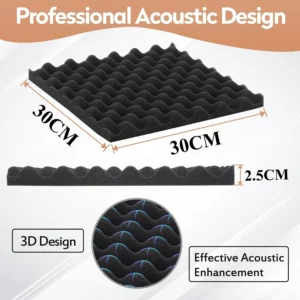 12PCS Self-Adhesive Soundproof Wall Panels Acoustic Foam Tiles Noise Reduction Home Studio Bedroom Sound Deadening Stick - Image 3