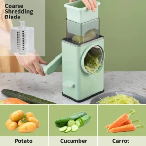LMETJMA New Rotary Vegatble Grater Manual Mandoline Slicer With 3 Drum Blades Kitchen Vegetable Slicer Grater Cutter KC0447 - Image 3