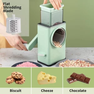 LMETJMA New Rotary Vegatble Grater Manual Mandoline Slicer With 3 Drum Blades Kitchen Vegetable Slicer Grater Cutter KC0447 - Image 4