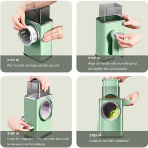 LMETJMA New Rotary Vegatble Grater Manual Mandoline Slicer With 3 Drum Blades Kitchen Vegetable Slicer Grater Cutter KC0447 - Image 6