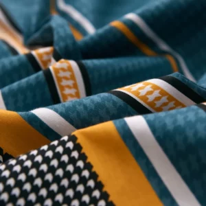 3pcs Dark Blue Striped Style Duvet Cover Set for Boy Geometric Pattern Luxury Hotel Room Decor 100% Cotton Skin-friendly Bedding - Image 5