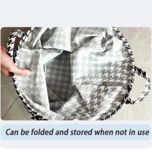 Laundry Basket with Handles,Houndstooth Blanket Storage Basket,Foldable Bedroom Hamper,Dirty Clothes Toys Hamper for Living Room - Image 2