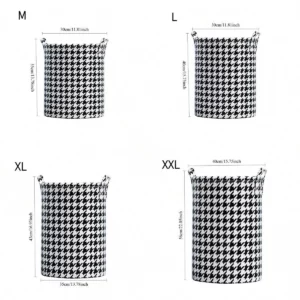 Laundry Basket with Handles,Houndstooth Blanket Storage Basket,Foldable Bedroom Hamper,Dirty Clothes Toys Hamper for Living Room - Image 3
