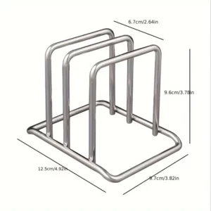 1pc Space-Saving Stainless Steel Pot Lid and Cutting Board Organizer Combo - Heavy-Duty Countertop Rack, kitchen organizer - Image 2