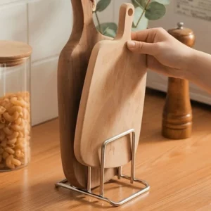 1pc Space-Saving Stainless Steel Pot Lid and Cutting Board Organizer Combo - Heavy-Duty Countertop Rack, kitchen organizer - Image 7