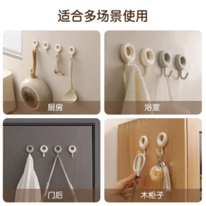 4PCS Self Adhesive Wall Hook Strong Without Drilling Coat Bag Bathroom Door Kitchen Towel Hanger Hooks Home Storage Accessories - Image 4
