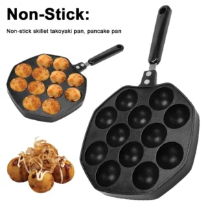 Takoyaki Pan 20 Molds Takoyaki Maker Skillet Aluminum Alloy Nonstick Grill Pan Cooking Plate for Octopus Balls Pancake cake make - Image 4