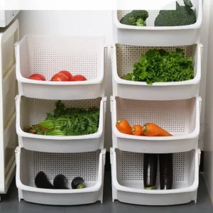 Multi-Layer Household Kitchen Storage Baskets Plastic Multifunctional Vegetable And Fruit Racks Can Be Stacked For Storage - Image 3