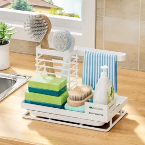 kitchen faucet sponge holder,Dishwashing brush, scouring pad storage rack,rag rack,Storage rack above the sink - Image 2