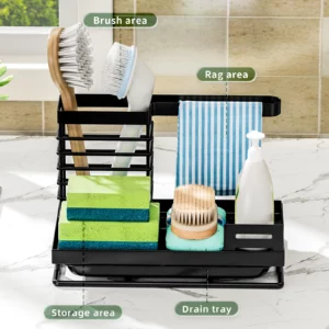 kitchen faucet sponge holder,Dishwashing brush, scouring pad storage rack,rag rack,Storage rack above the sink - Image 4