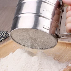 Flour Sifter for Baking Stainless Steel Handheld Flour Sifter Baking Sieve Cup w/ Hand Press Design Fine Mesh Sieve Flour Duster - Image 3