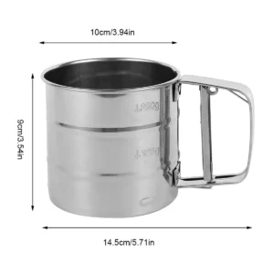 Flour Sifter for Baking Stainless Steel Handheld Flour Sifter Baking Sieve Cup w/ Hand Press Design Fine Mesh Sieve Flour Duster - Image 6