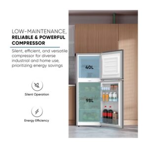 NIKAI 190L Gross / 138L Net, Double Door Refrigerator With Vegetable Crisper And Adjustable Glass Shelves, Convenient Defrosting And Temperature Control, Ideal For Kitchen, Bedroom, Office And Hotels NRF190DN4S Grey 270 kW NRF190DN4S Grey - Image 4