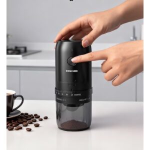 DOSCHER Portable V60 Burr Coffee Grinder with 40 Adjustable Settings & 25g Capacity, 1800mAh Rechargeable Coffee Bean Grinder with Conical Ceramic Burr, for Travel, Camping, Office, Espresso, etc - Image 4