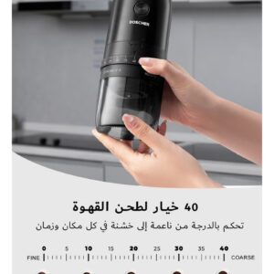 DOSCHER Portable V60 Burr Coffee Grinder with 40 Adjustable Settings & 25g Capacity, 1800mAh Rechargeable Coffee Bean Grinder with Conical Ceramic Burr, for Travel, Camping, Office, Espresso, etc - Image 7