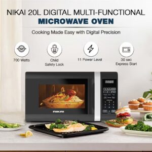 Microwave Oven, Digital Touch Control, Child Safety-Lock, 10/11 Power Levels And 6 Auto Menus, Cooking End Signal, Touch Control Panel, Convenient Pull Hand Door 20 L 700 W NM02010DBX Black - Image 2