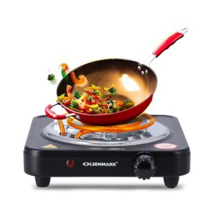 Olsenmark Single Burner Electric Hot Plate with Variable Heat Settings, Overheat Protection, Thermostat Control and Indicator Light 1000 W OMHP2278 Black/Silver - Image 2